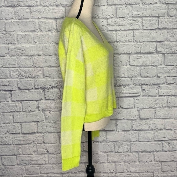 TenSixtySherman Women's Neon Yellow Checkered Sweater - Picture 5 of 11